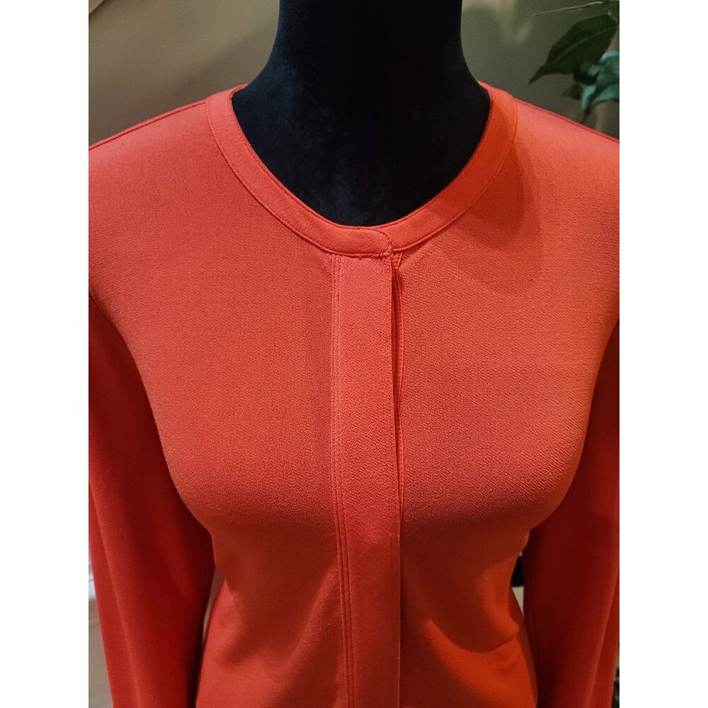 Lauren Ralph Lauren Tunic Blouse Women's Large Orange Crew Curved Hem Pullover - Picture 3 of 9